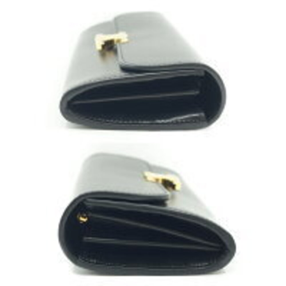 Celine Triomphe Wallet shiny calfskin leather Black